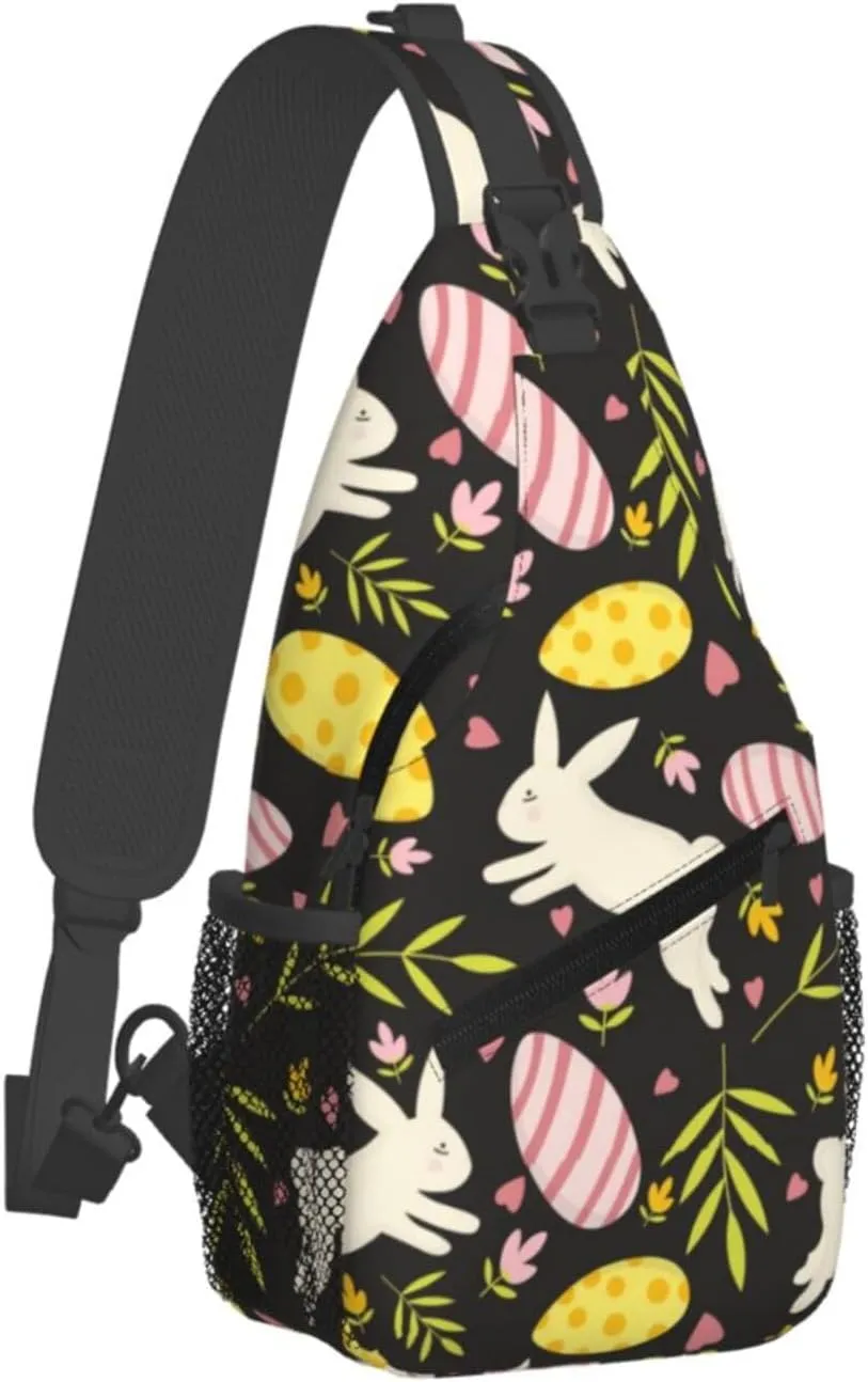 Cute Easter Bunny Sling Bag for Women Men Large Crossbody Bags Work Laptop Backpack Handbags