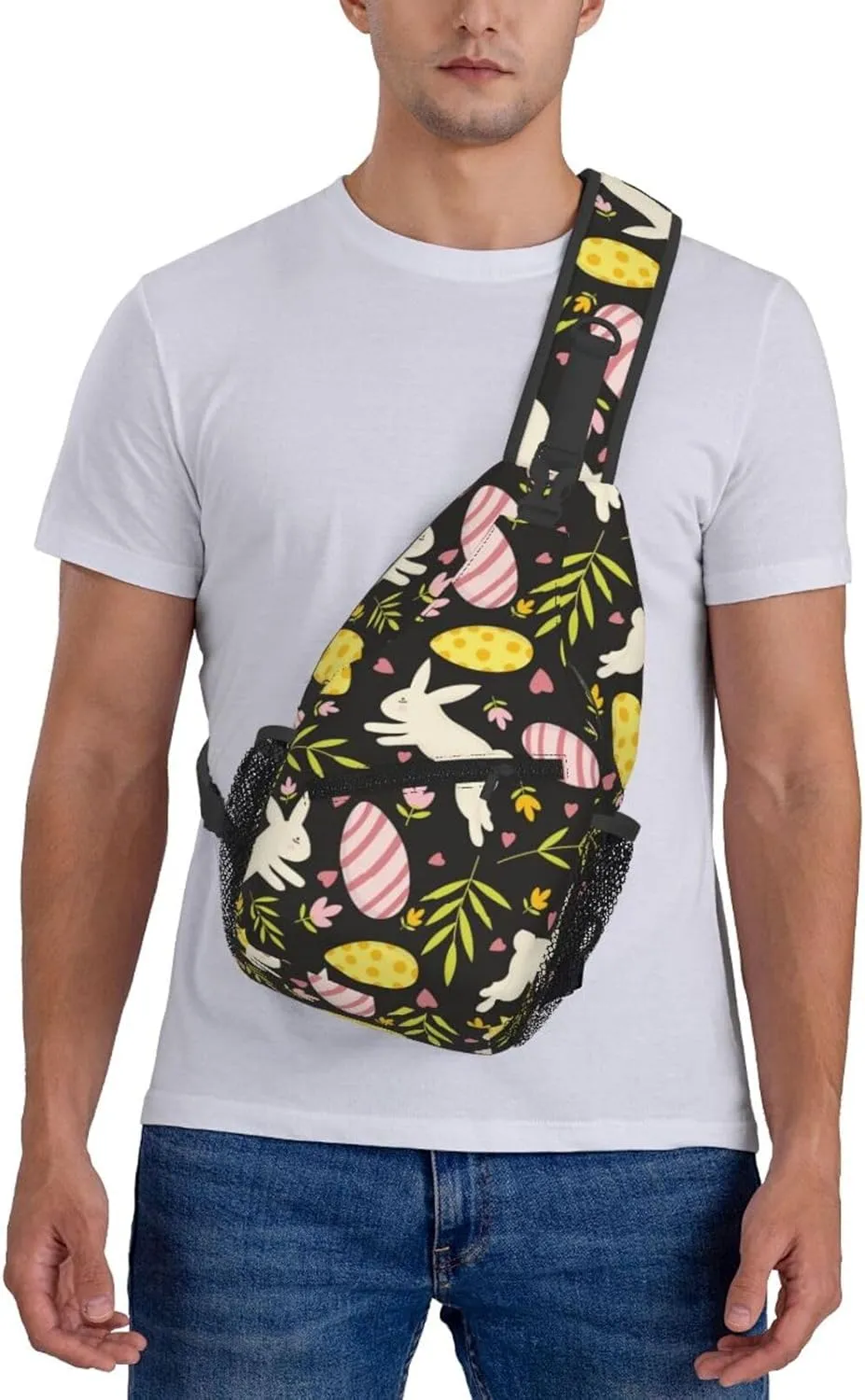 Cute Easter Bunny Sling Bag for Women Men Large Crossbody Bags Work Laptop Backpack Handbags