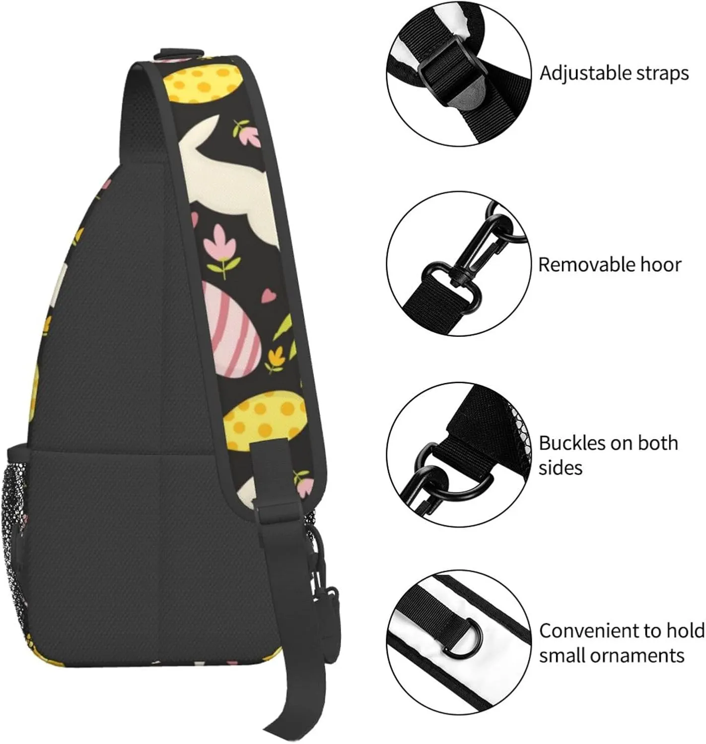 Cute Easter Bunny Sling Bag for Women Men Large Crossbody Bags Work Laptop Backpack Handbags