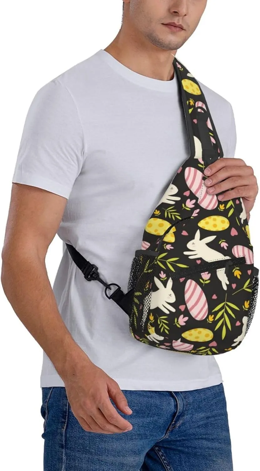Cute Easter Bunny Sling Bag for Women Men Large Crossbody Bags Work Laptop Backpack Handbags