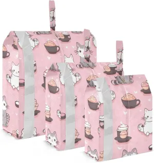 Cute Kitten Coffee Packing Cubes for Travel 3 Set Packing Cubes Large Luggage Cubes for Travel Accessories