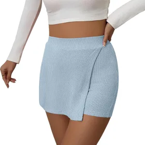DDAPJ pyju Women's Summer Wrap Skort Textured High Waisted Skirt Elastic Waist Pull On Shorts Dressy Mini Skirt Inner Shorts