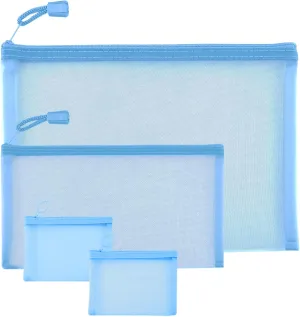 EASYFUN Mesh Zipper Bag Purse Organizer Makeup/Cosmetic Bag Travel Toiletry Bag Coin Pouch Daily Accessories, (Blue)