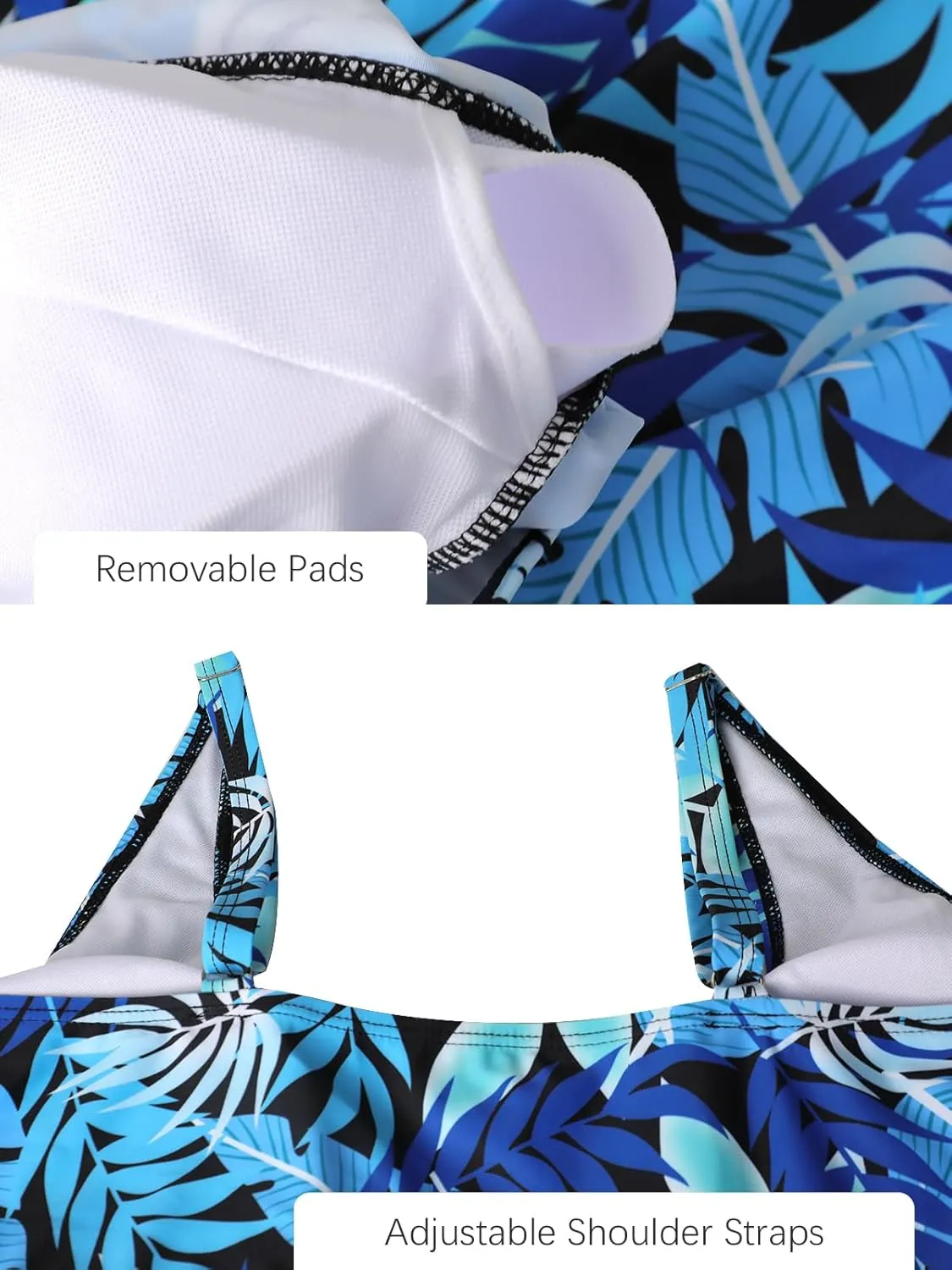 ECUPPER Women Plus Size Tankini Swimsuits Two Piece Swim Dress Modest Skirted Bathing Suit Flowy Swim Top with Capris Shorts