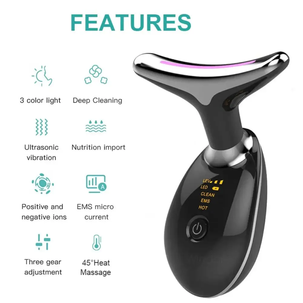 Ems Microcurrent Neck Facial Lifting Device Vibration Face Massager Skin Care Tools