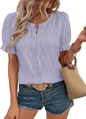EVALESS Womens Fashion Tops Cute Puff Sleeve Blouses for Women Dressy Casual Spring Summer Clothes Outfits for 2025
