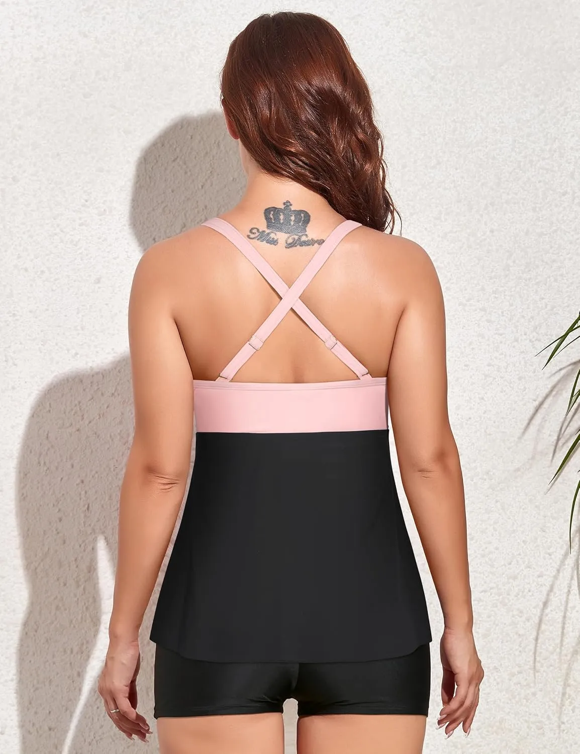 Firpearl Women's Underwire Tankini Top Only Twist V Neck Swimsuits for Big Busted Loose Fit Bathing Suit Tops