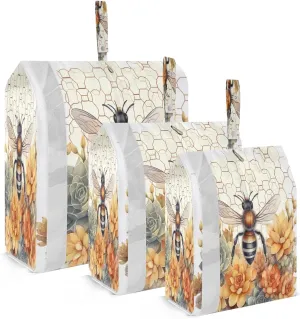 Flower Watercolor Bees Packing Cubes for Travel 3 Set Travel Compression Bags Luggage Cubes for Travel Accessories