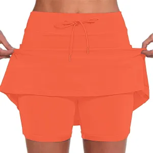 FQZWONG Skorts for Women Plus Size Elastic High Waisted Athletic Workout Skirt Pants Casual Solid Gym Yoga Tennis Shorts