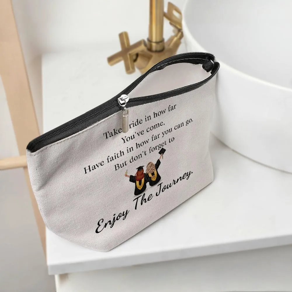 Funny Graduation Gift, Graduation Gifts for Her, Congratulation Gift Makeup Bag Inspirational Class of 2024 Cosmetic Bag Travel Toiletry Bag for Women Sister Best Friend BFF Senior College Graduate