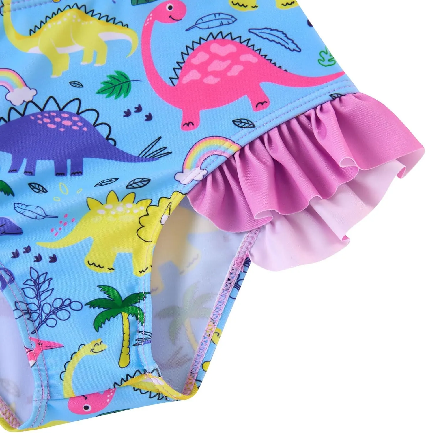 Funnycokid Girls Swimsuit Kids Bathing Suit Rashguard Swimwear Long Sleeve 3 Piece Toddler 3-7 Years