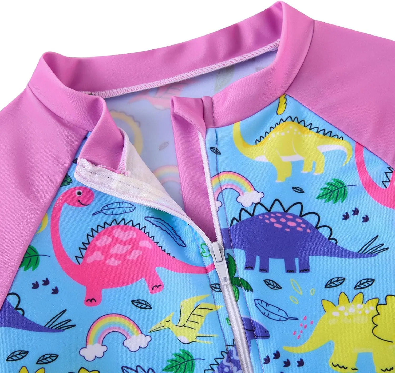 Funnycokid Girls Swimsuit Kids Bathing Suit Rashguard Swimwear Long Sleeve 3 Piece Toddler 3-7 Years