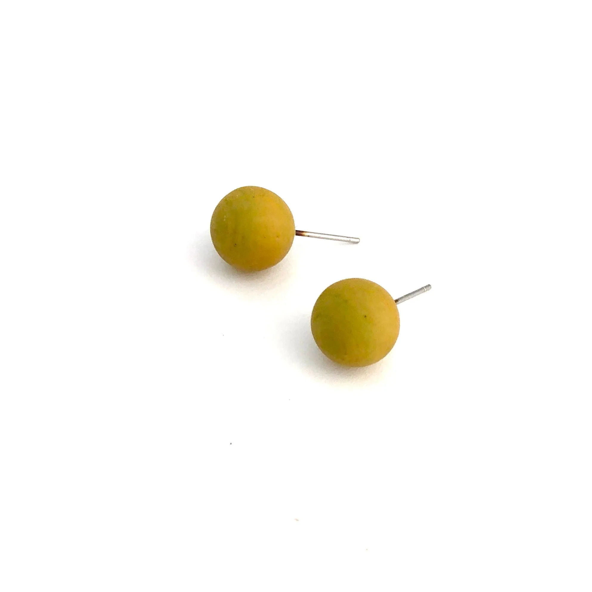 Golden Chartreuse Matte Ball Stud Earrings