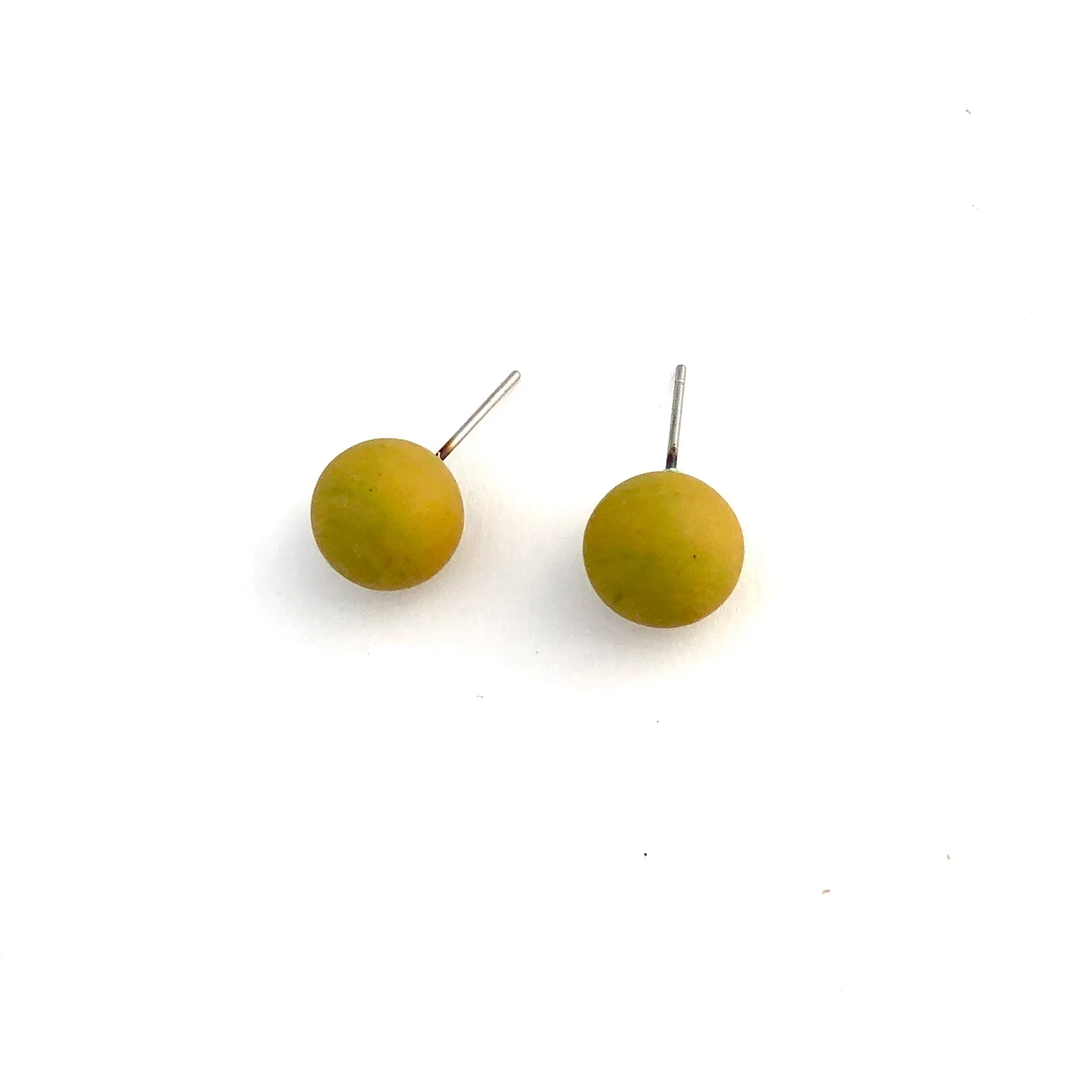 Golden Chartreuse Matte Ball Stud Earrings