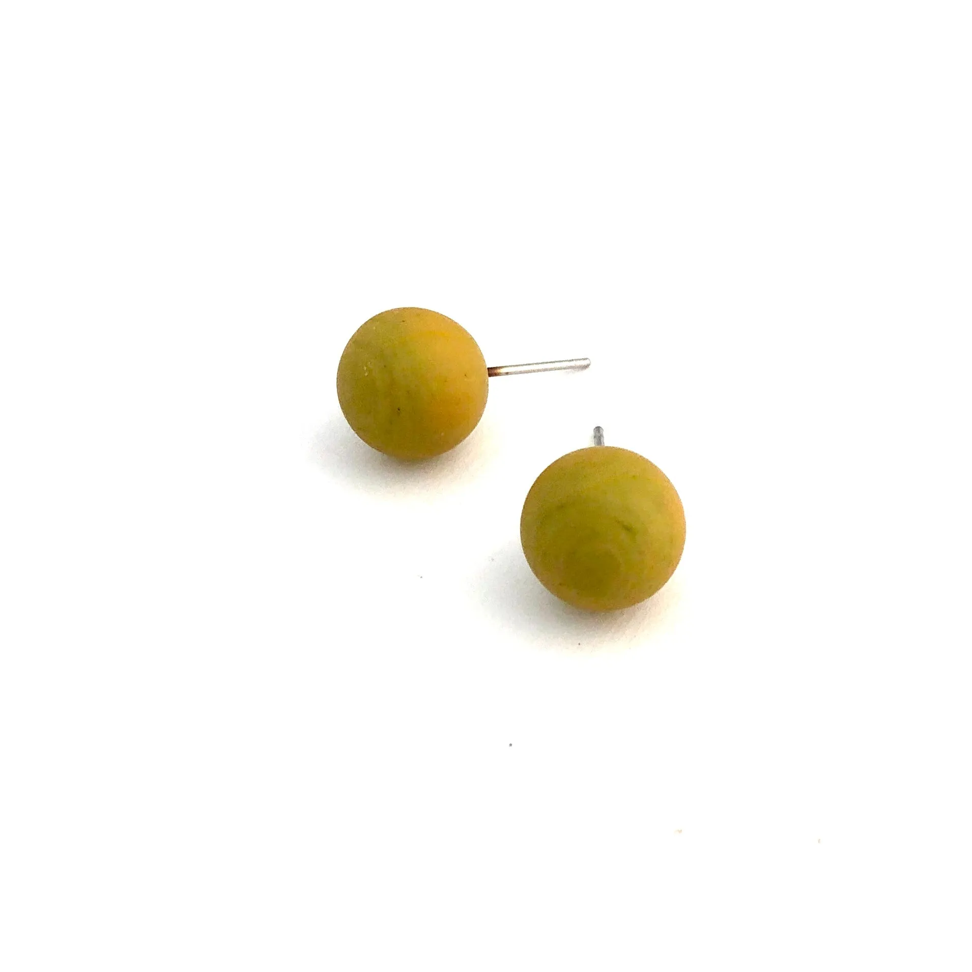 Golden Chartreuse Matte Ball Stud Earrings