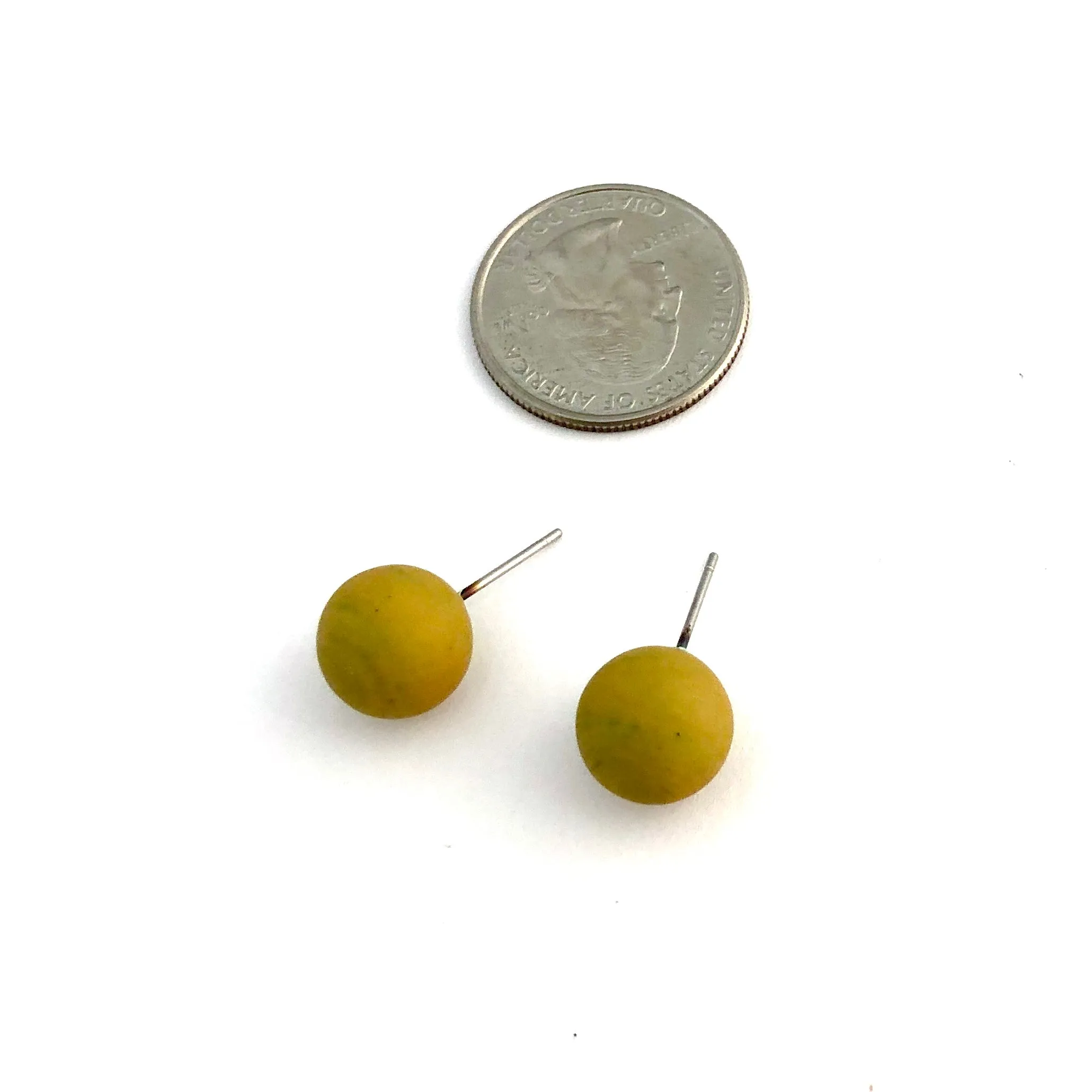 Golden Chartreuse Matte Ball Stud Earrings