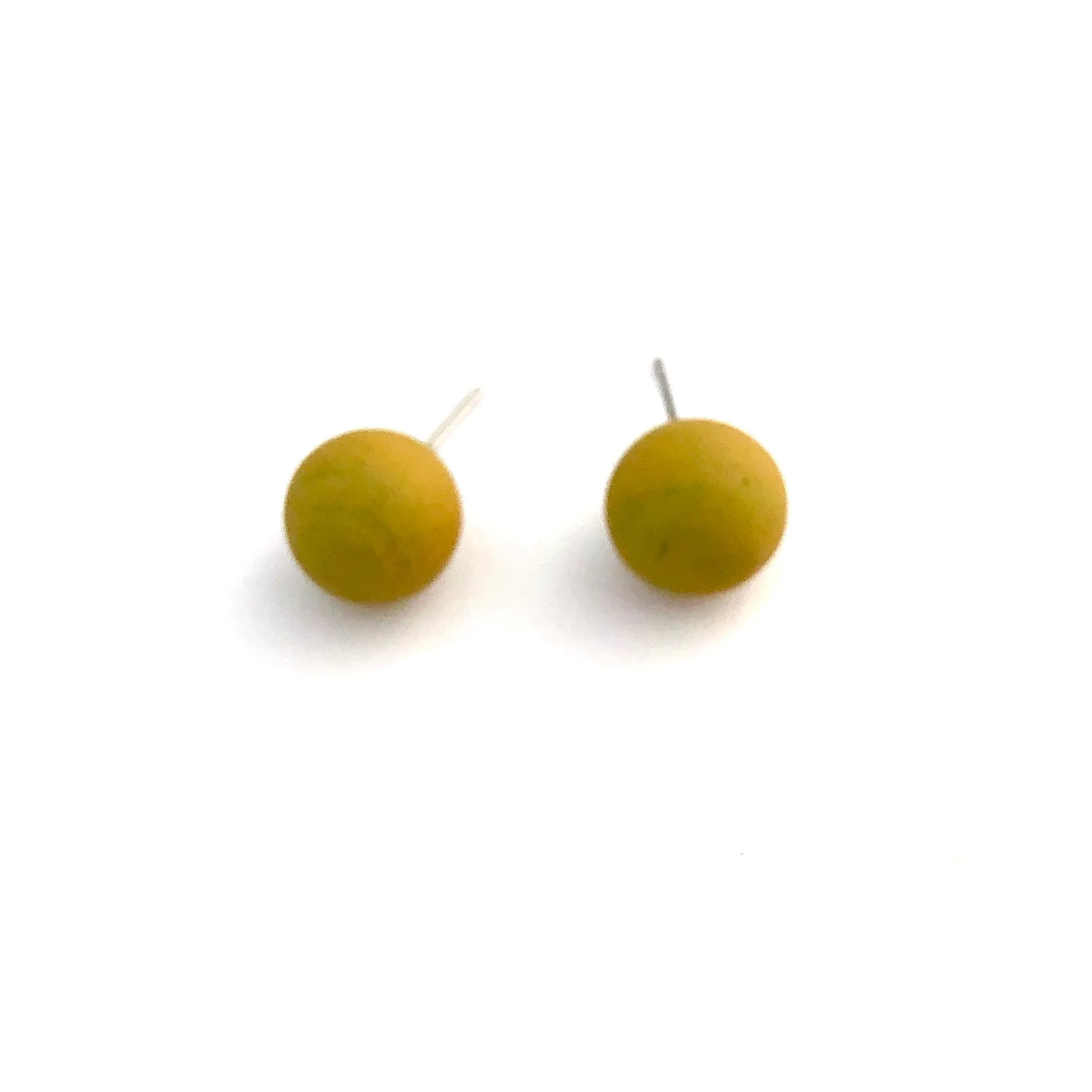 Golden Chartreuse Matte Ball Stud Earrings