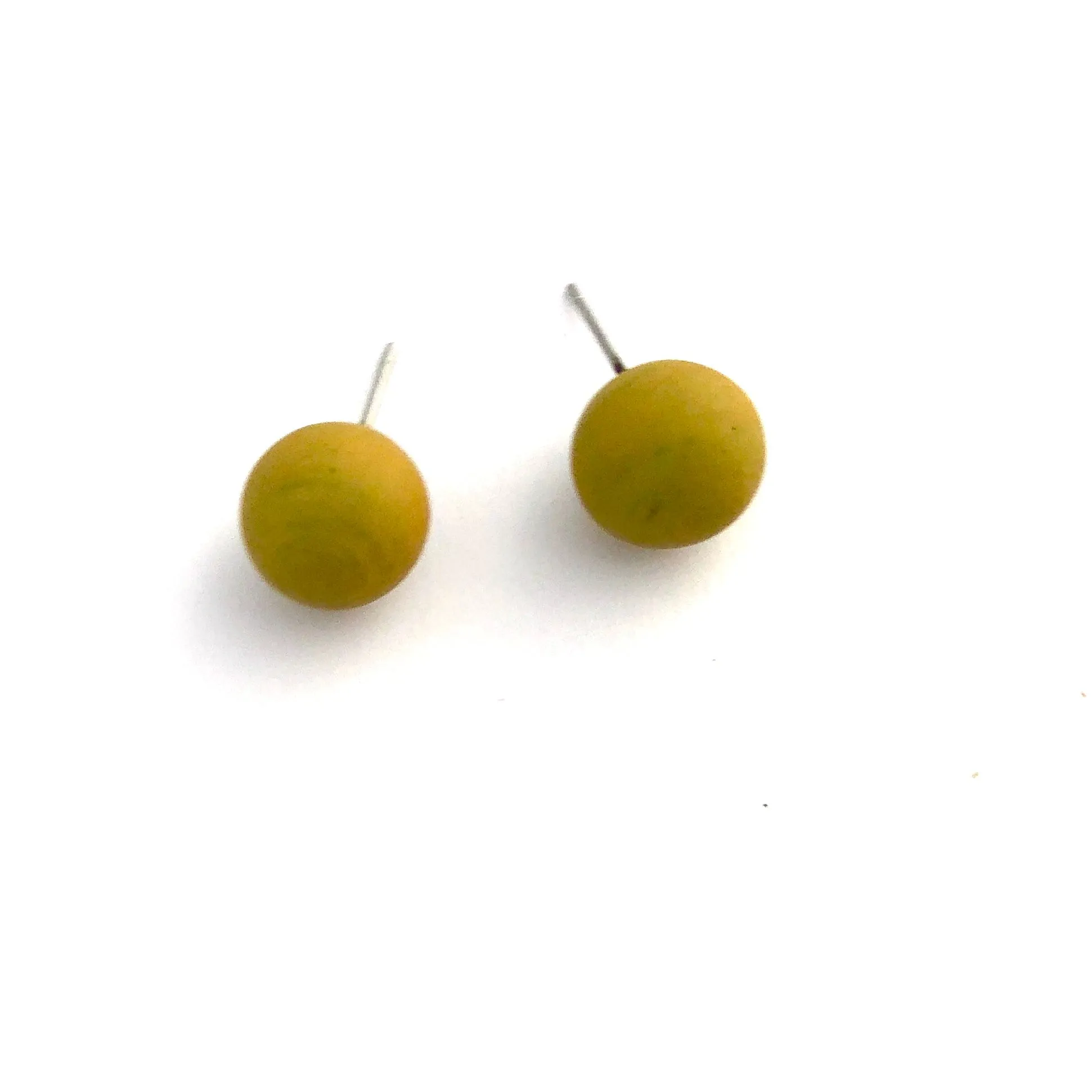 Golden Chartreuse Matte Ball Stud Earrings