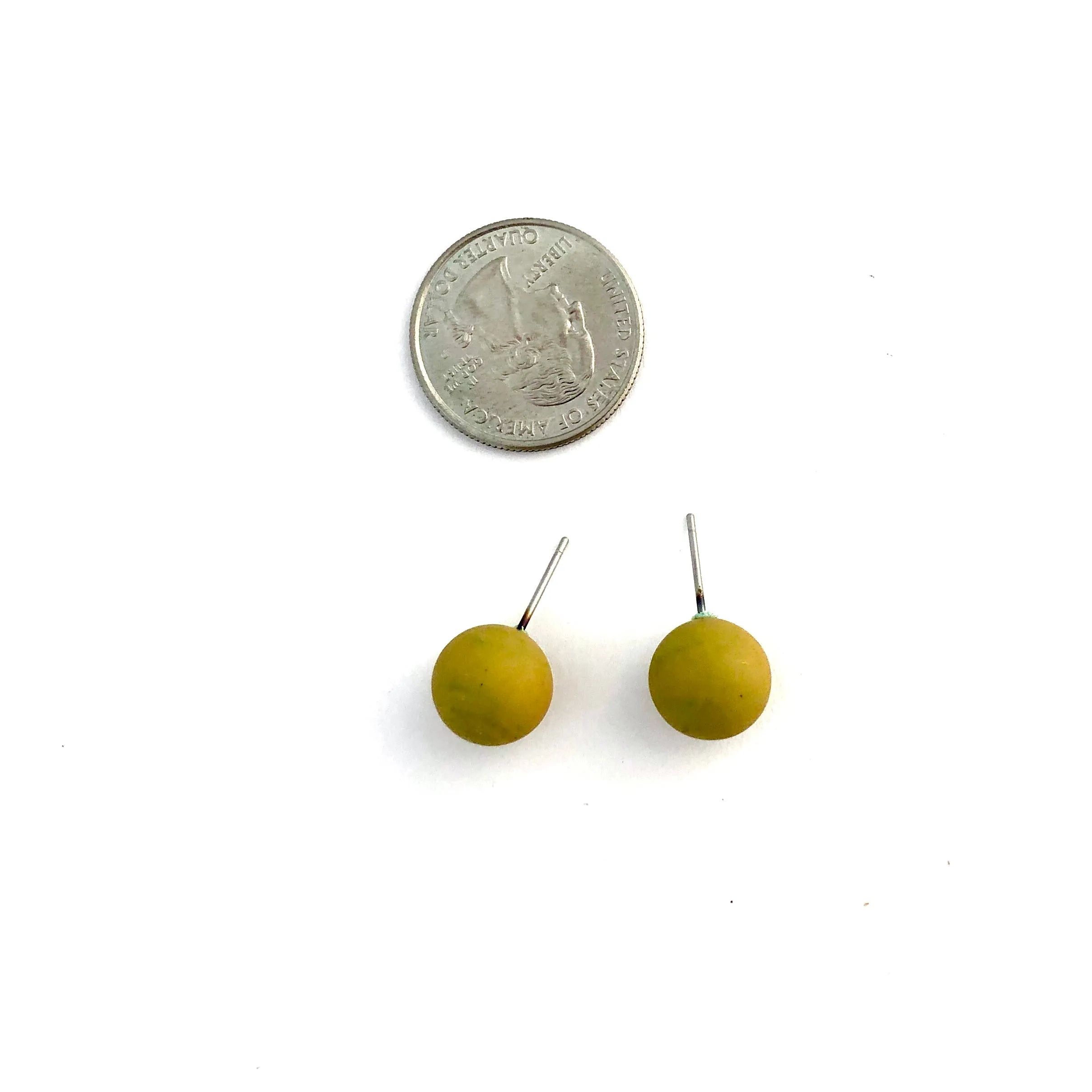 Golden Chartreuse Matte Ball Stud Earrings