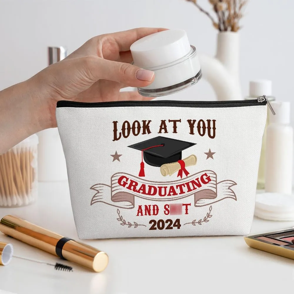 Graduation Gift, Graduation Gifts for Her, Congratulation Gift Makeup Bag Funny Class of 2024 Humor Cosmetic Bag Make up Bag Travel Toiletry Bag for Women Senior High College Graduate Nurse Doctor