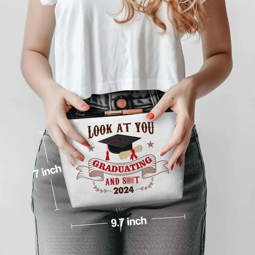 Graduation Gift, Graduation Gifts for Her, Congratulation Gift Makeup Bag Funny Class of 2024 Humor Cosmetic Bag Make up Bag Travel Toiletry Bag for Women Senior High College Graduate Nurse Doctor
