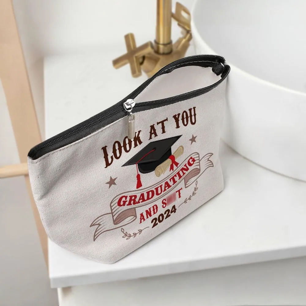 Graduation Gift, Graduation Gifts for Her, Congratulation Gift Makeup Bag Funny Class of 2024 Humor Cosmetic Bag Make up Bag Travel Toiletry Bag for Women Senior High College Graduate Nurse Doctor
