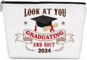 Graduation Gift, Graduation Gifts for Her, Congratulation Gift Makeup Bag Funny Class of 2024 Humor Cosmetic Bag Make up Bag Travel Toiletry Bag for Women Senior High College Graduate Nurse Doctor