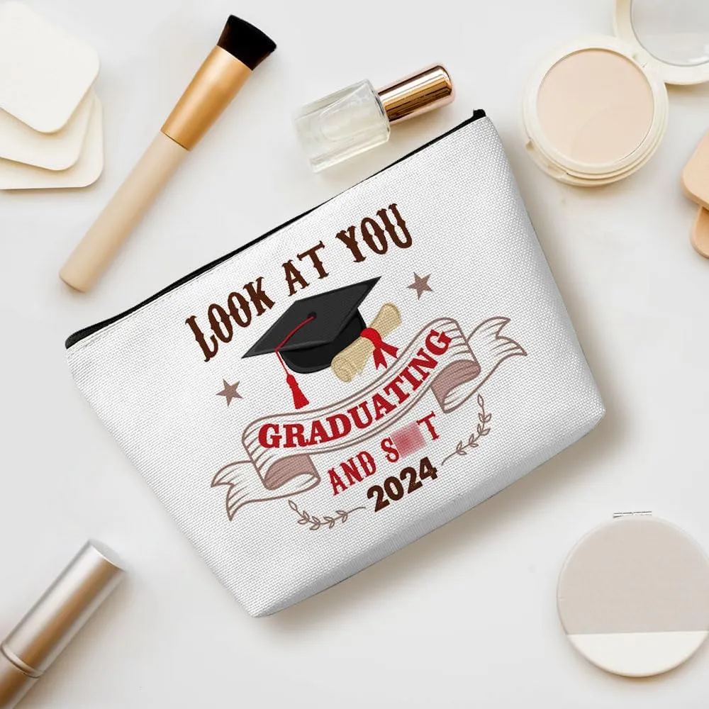 Graduation Gift, Graduation Gifts for Her, Congratulation Gift Makeup Bag Funny Class of 2024 Humor Cosmetic Bag Make up Bag Travel Toiletry Bag for Women Senior High College Graduate Nurse Doctor