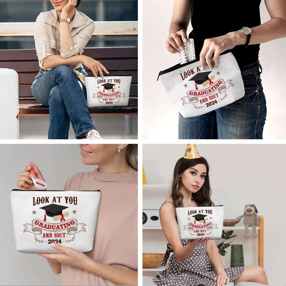Graduation Gift, Graduation Gifts for Her, Congratulation Gift Makeup Bag Funny Class of 2024 Humor Cosmetic Bag Make up Bag Travel Toiletry Bag for Women Senior High College Graduate Nurse Doctor