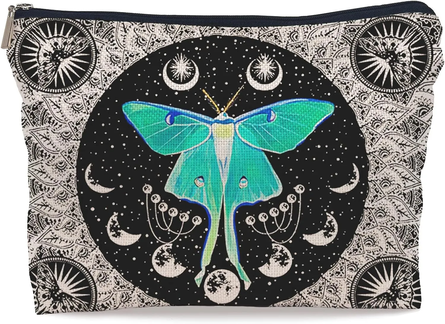 Green Luna Moth Butterfly Witch Cosmetic Bags for Women, Witch Witchy Gifts for Women, Witch Craft Gifts, Small Makeup Cosmetic Bag for Purse