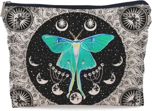 Green Luna Moth Butterfly Witch Cosmetic Bags for Women, Witch Witchy Gifts for Women, Witch Craft Gifts, Small Makeup Cosmetic Bag for Purse