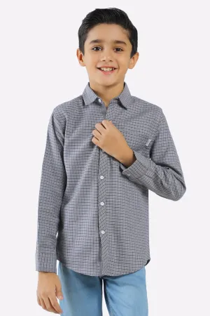 Grey Window Check Casual Shirt
