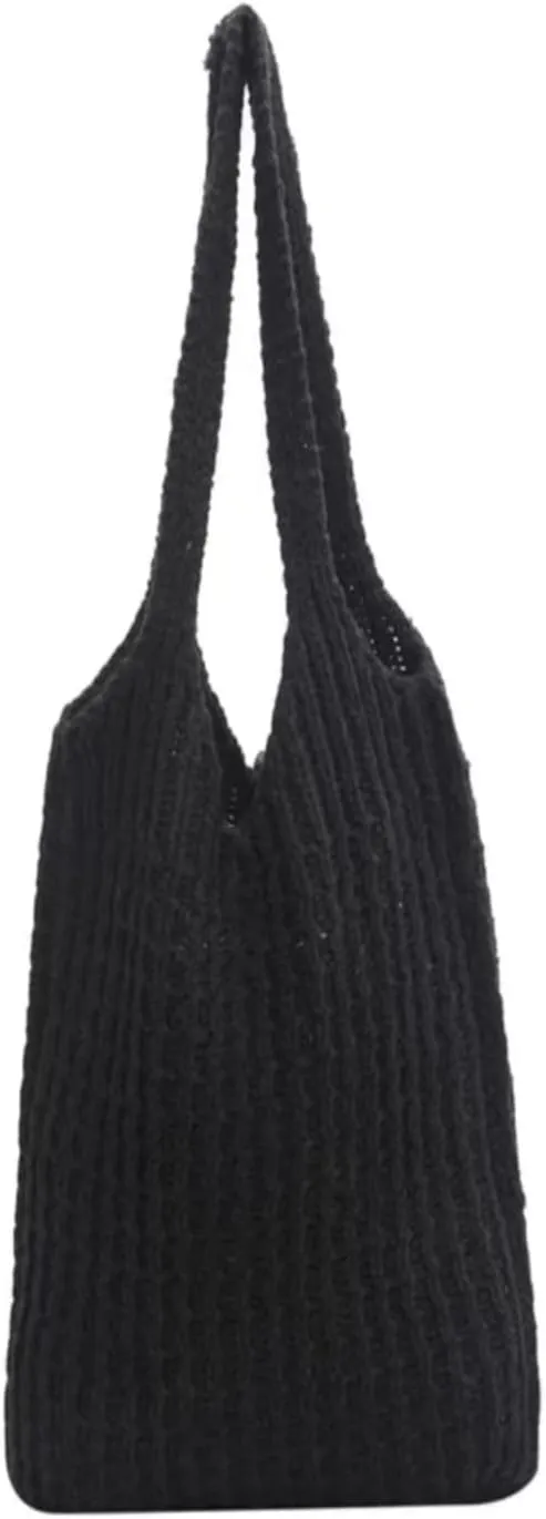 Grunge Knitted Tote Bag Y2K Fairycore Shoulder Bag Aesthetic Hobo Bag Indie Crossbody Bag Alt Purse Accessories
