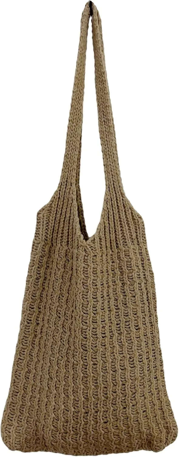 Grunge Knitted Tote Bag Y2K Fairycore Shoulder Bag Aesthetic Hobo Bag Indie Crossbody Bag Alt Purse Accessories