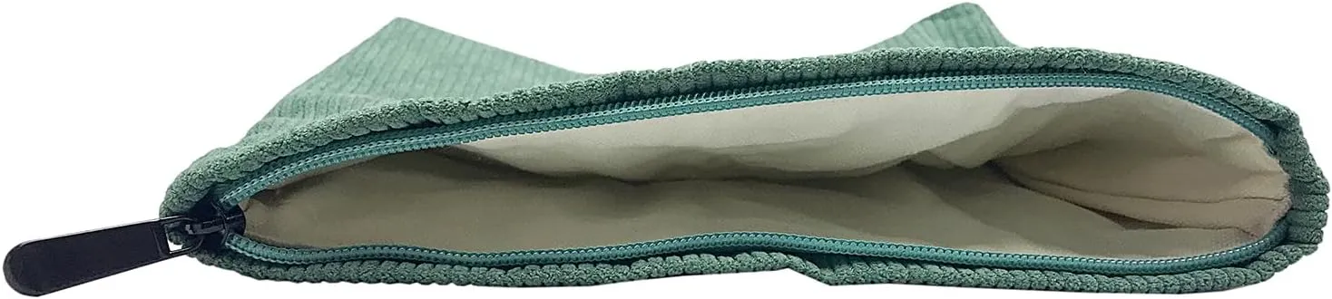 GUTGNK Corduroy Ladies Cosmetic Bag, Large Capacity Canvas Cosmetic Bag Travel Toiletry Bag Accessories Organizer, Grass Green
