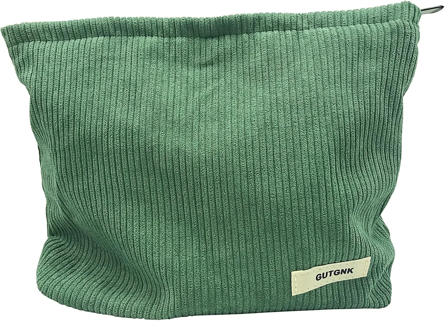 GUTGNK Corduroy Ladies Cosmetic Bag, Large Capacity Canvas Cosmetic Bag Travel Toiletry Bag Accessories Organizer, Grass Green