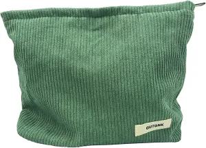 GUTGNK Corduroy Ladies Cosmetic Bag, Large Capacity Canvas Cosmetic Bag Travel Toiletry Bag Accessories Organizer, Grass Green