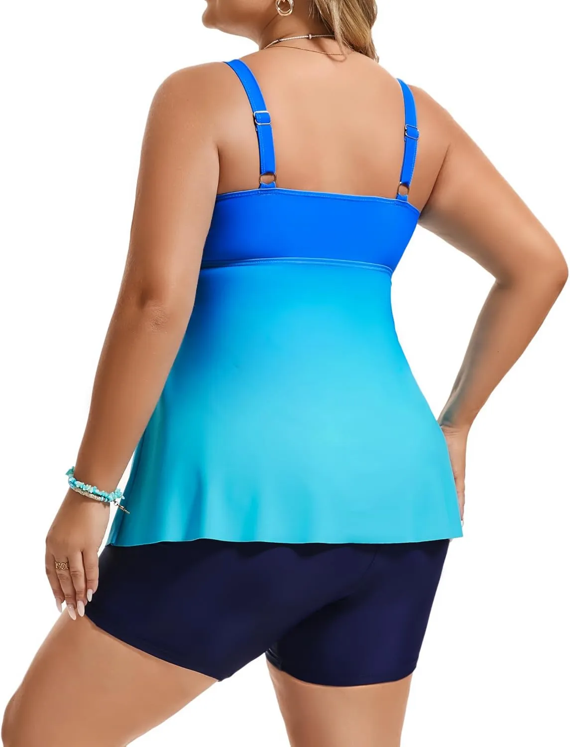 Hanna Nikole Women's Plus Size Tankini Swimsuits Twist Front Two Piece Bathing Suits with Shorts