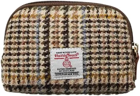 Harris Tweed Mini Travel Makeup Carrying Case Cosmetic Bag Portable Electronics Accessories Organizer Coin Purse No.2154