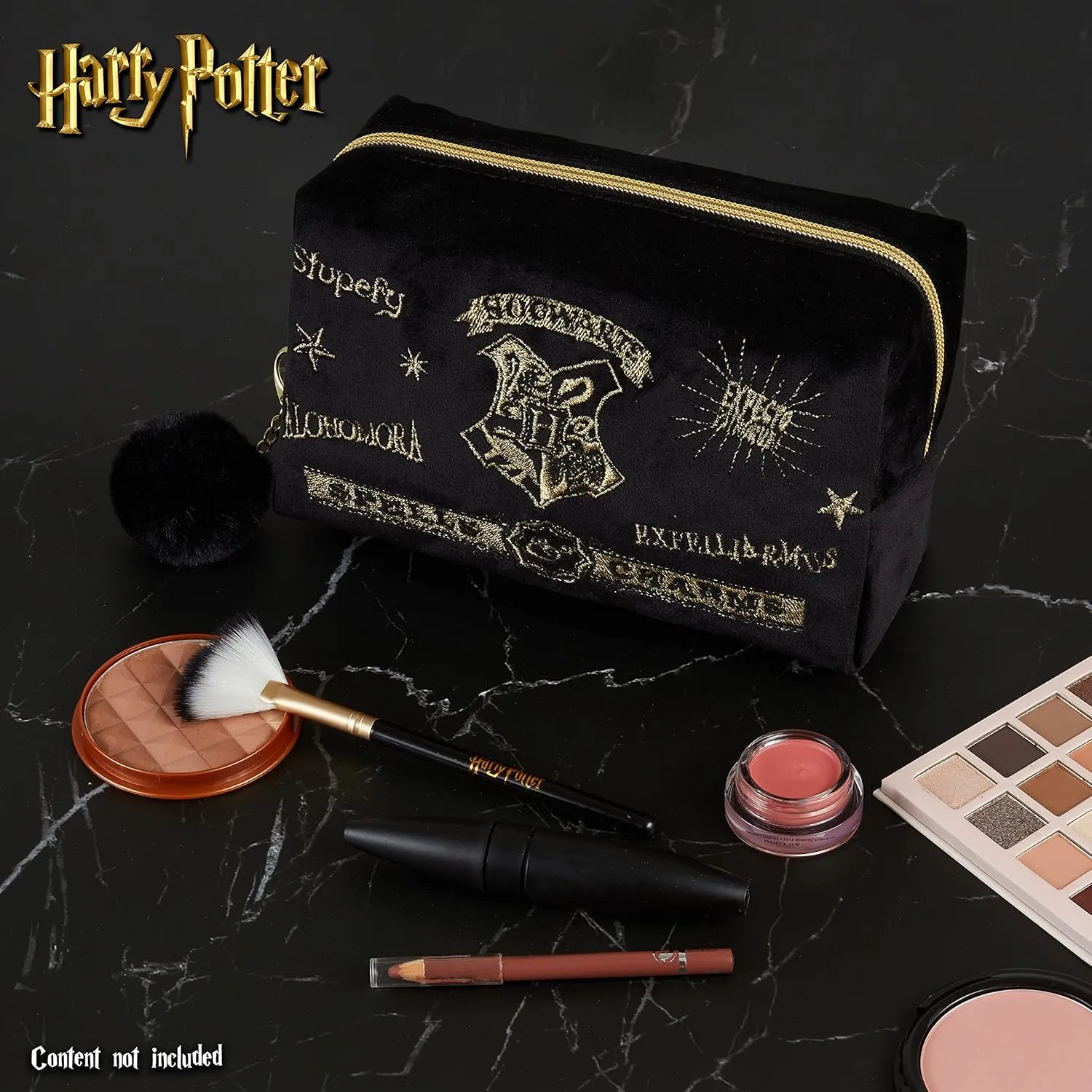 Harry Potter Makeup Bag for Women, Teenagers, Girls - Velvet Hogwarts Cosmetic Bags Travel Accessories - Gifts for Girls
