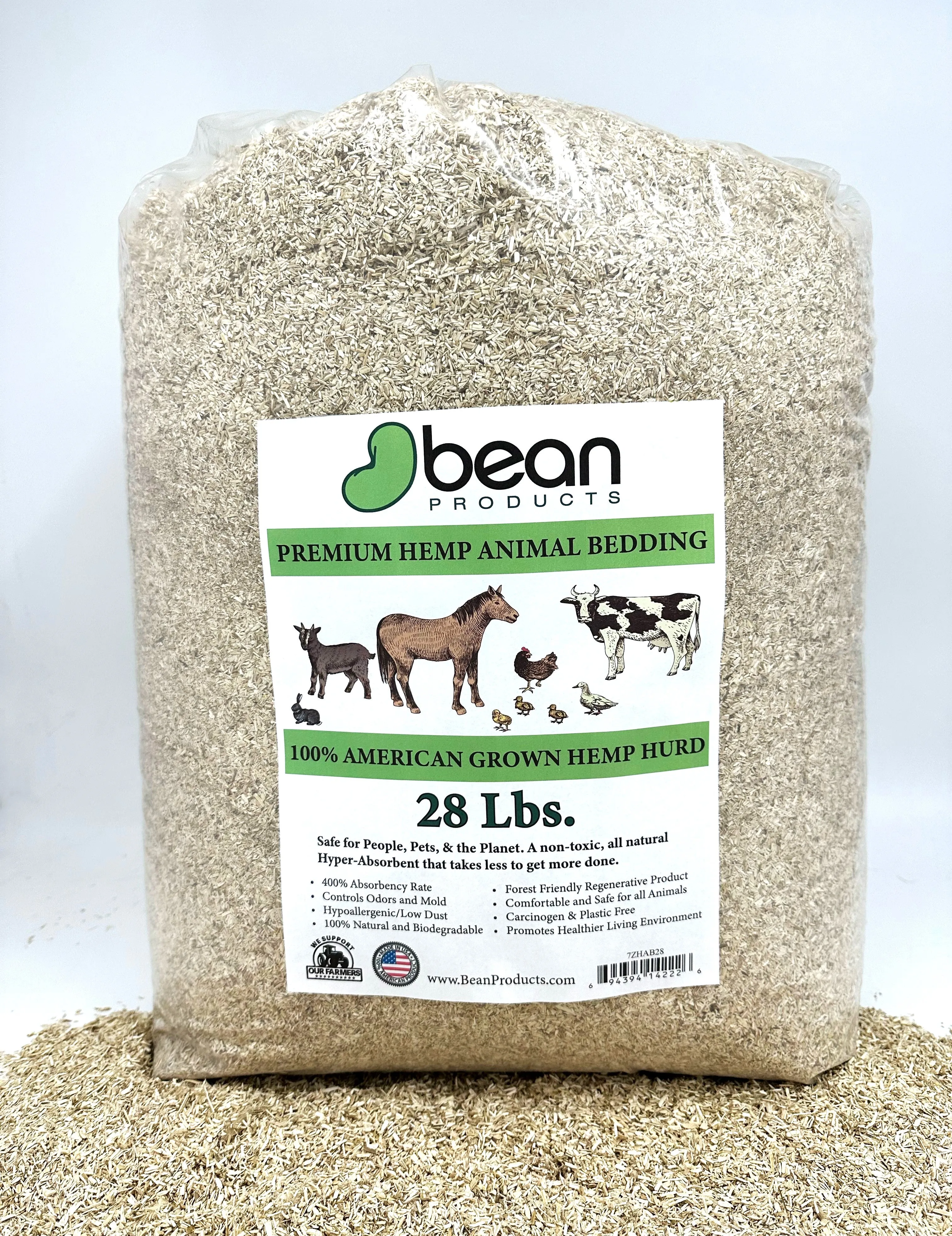 Hemp Hurd Animal Bedding Litter  - Organic USA Grown