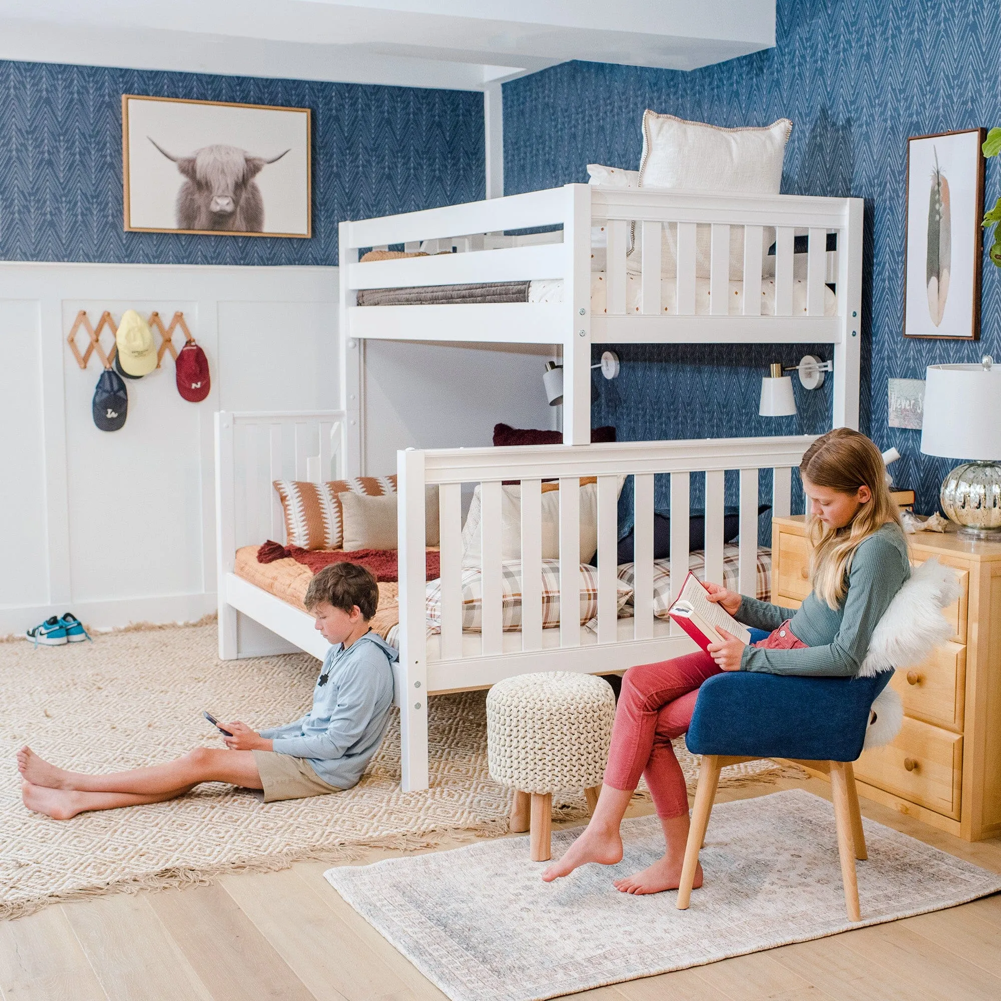 High Twin XL over Queen Bunk Bed with Stairs