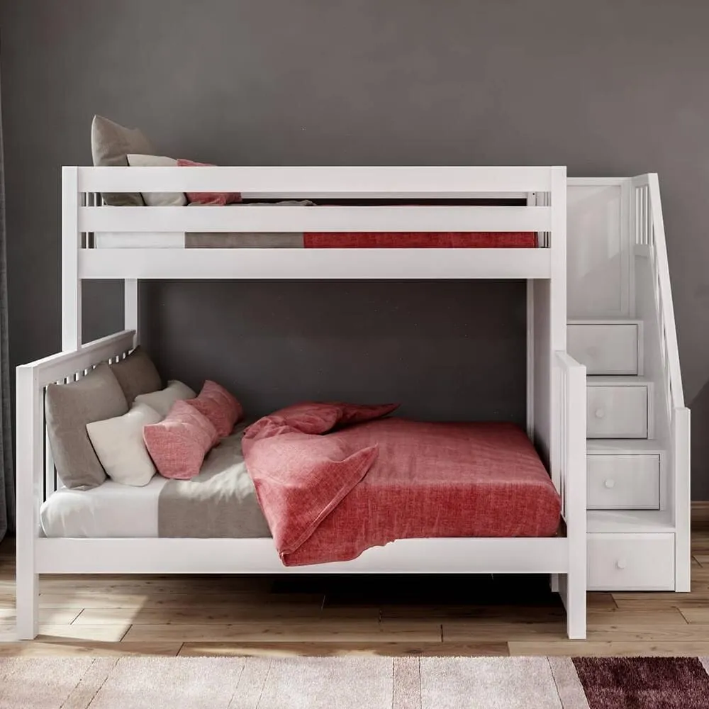 High Twin XL over Queen Bunk Bed with Stairs