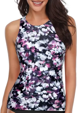 Holipick High Neck Tankini Top Bathing Suit Tops for Women Tummy Control Tank Tops Swimsuits