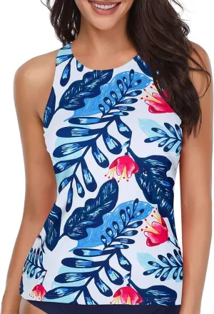 Holipick High Neck Tankini Top Bathing Suit Tops for Women Tummy Control Tank Tops Swimsuits