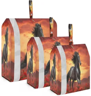 Horse Poppy Flowers Compression Packing Cubes Suitcase Organizer Bags Set for Travel Cubes for Travel Accessories