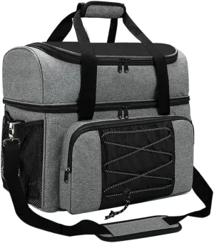HXBER Bowling Bag for 2 Balls Portable Bowling Tote Bag with Padded Ball Holder for Double Ball and Pair of Bowling Shoes up to Mens 16