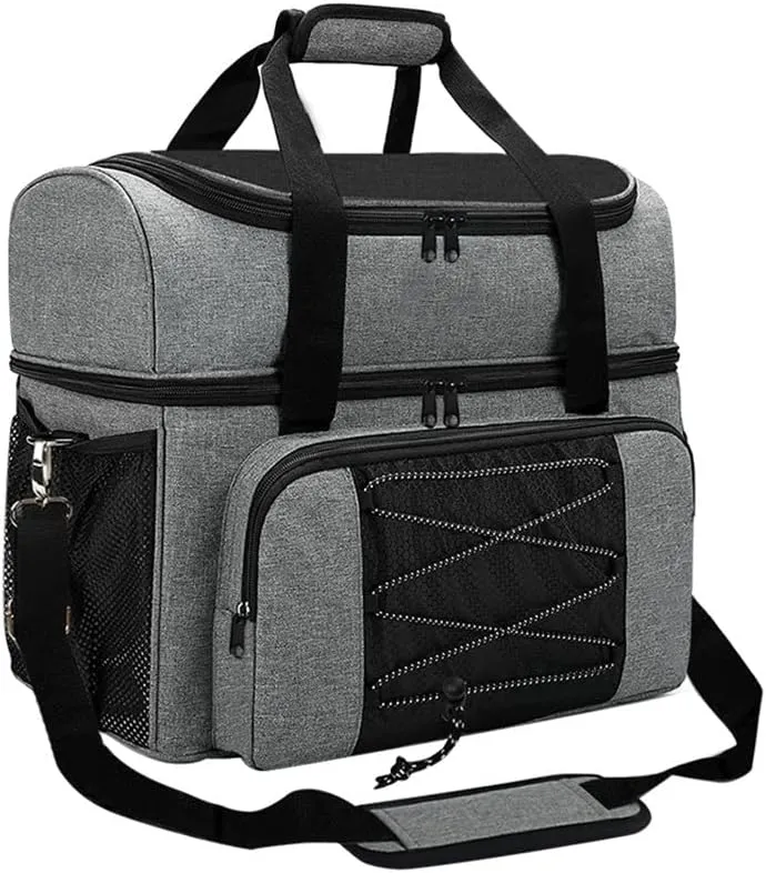 HXBER Bowling Bag for 2 Balls Portable Bowling Tote Bag with Padded Ball Holder for Double Ball and Pair of Bowling Shoes up to Mens 16