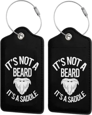 It's Not A Beard It's A Saddle Luggage Tags for Travel, Stainless Steel & Leather, Personalized Engraved, Durable Bag Tags 4 PCS