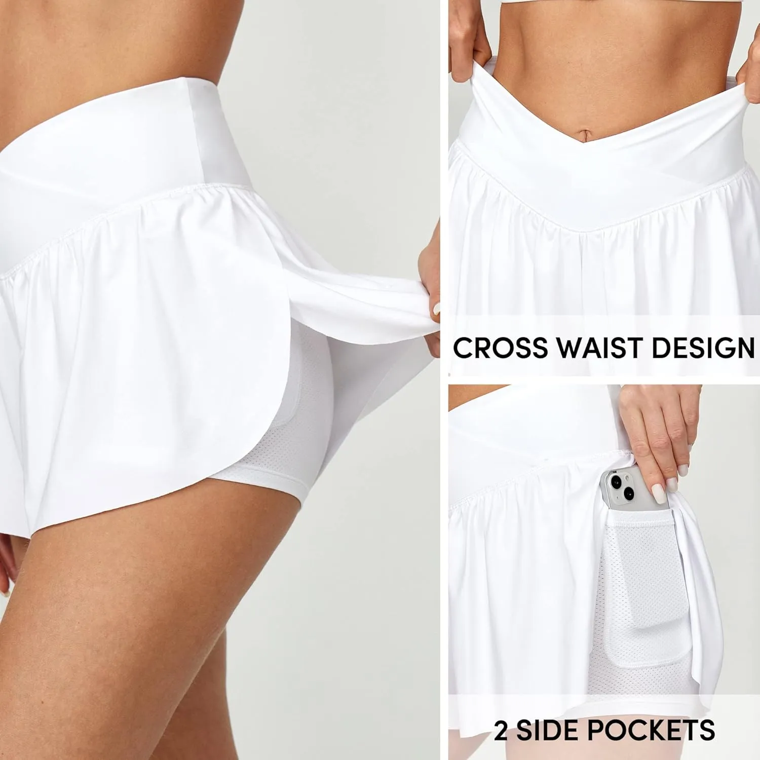 IUGA Athletic Shorts for Women High Waisted Workout Running Shorts Crossover Flowy Butterfly Preppy Clothes Skorts for Woman